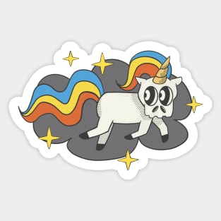 Unicorn Skull Badge Funky Rainbow Sticker